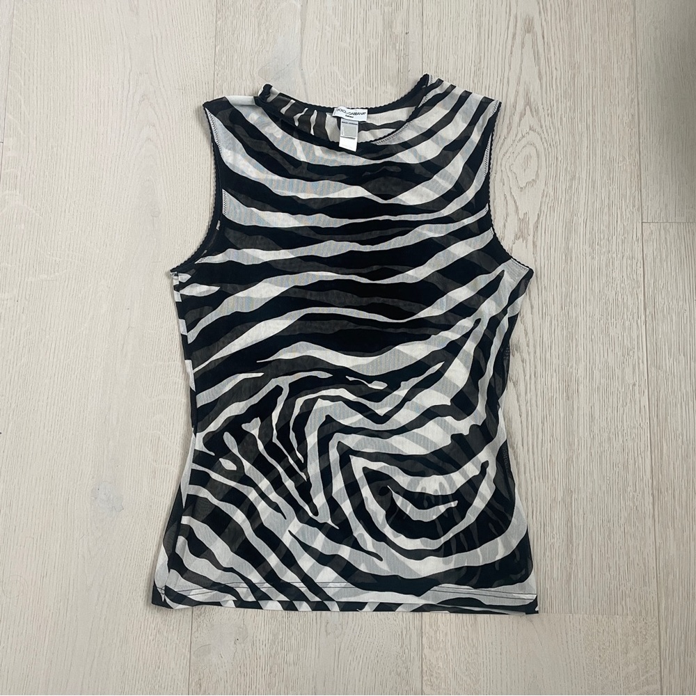 D&G Intime Zebra Print Mesh Top - image 2
